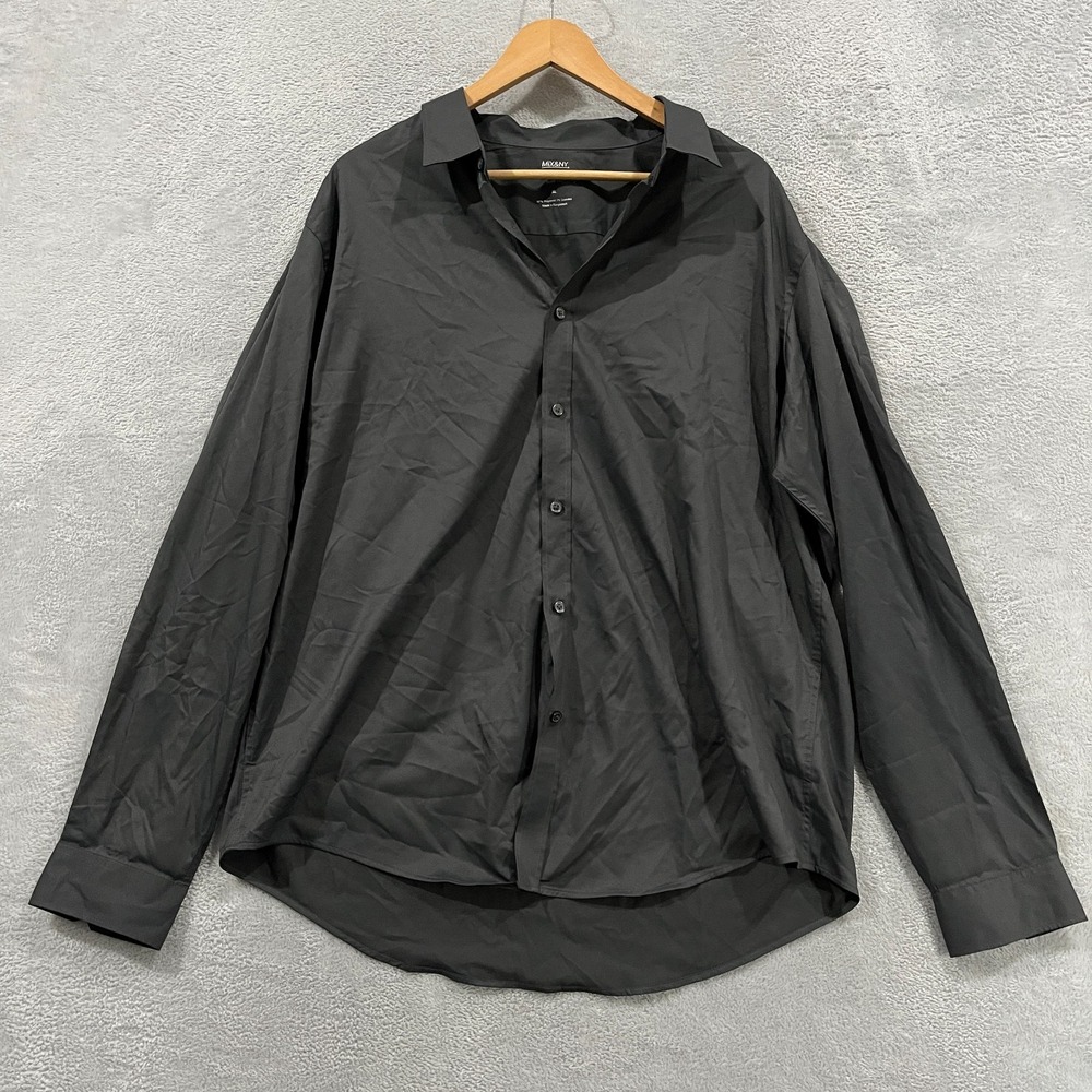Mix & NY Performance Shirt Mens XL Black Stretch Slim Fit Resort Wear Button Up